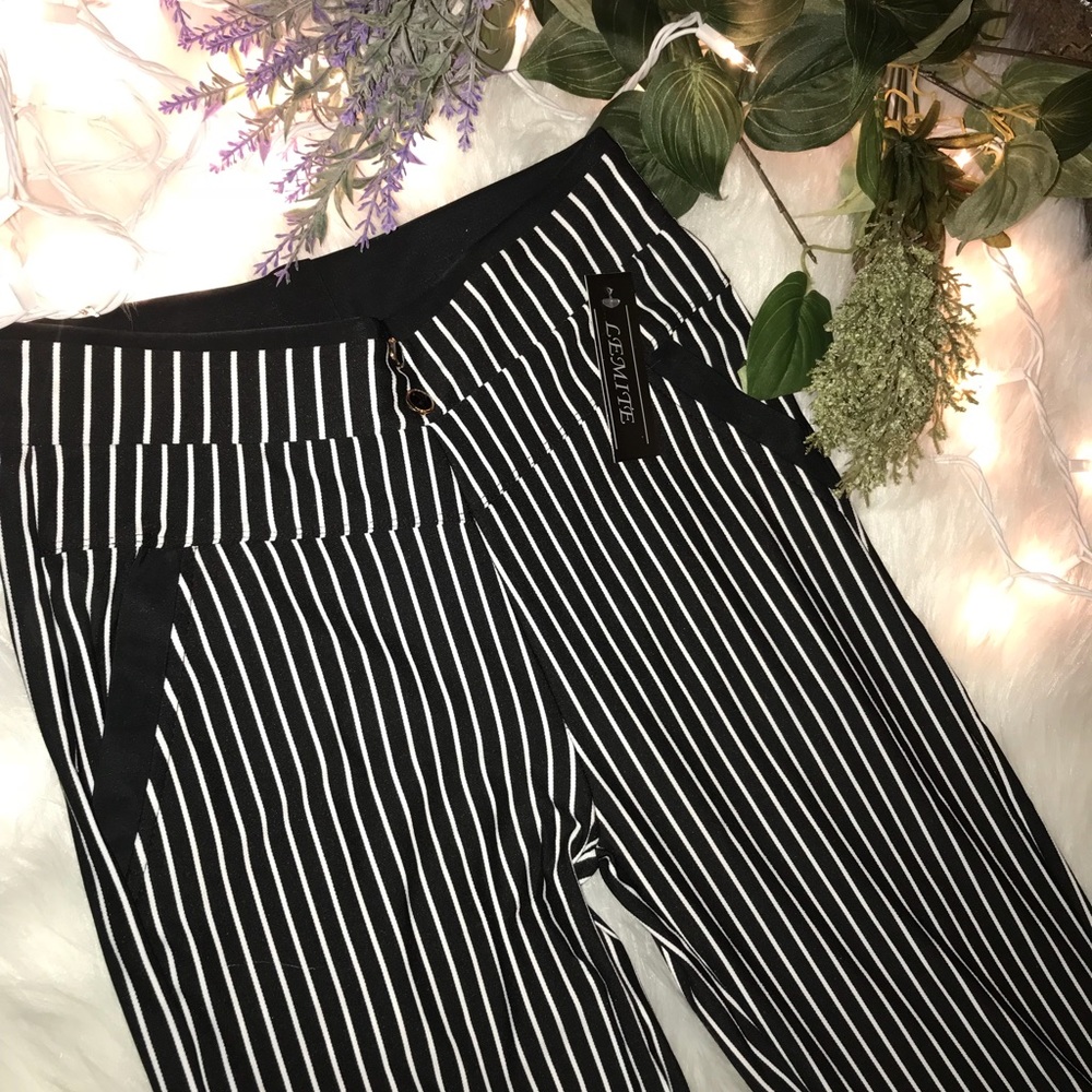 Black and white striped pants